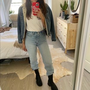 Fur Sherpa lined exboyfriend Levi’s trucker jacket